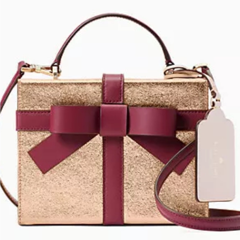 NWT Kate Spade Wrapping Party Gift Box Crossbody Bag Glittering Rose Meta $359 - Picture 12 of 12